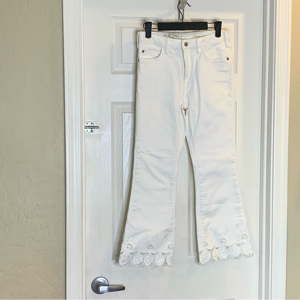 Anthropologie Pilcro High-Rise Cropped Flare Jeans White Size 26 - Picture 5 of 12